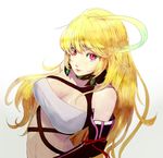  bad_id bad_pixiv_id bare_shoulders blonde_hair breasts cleavage hidezi large_breasts long_hair milla_maxwell pink_eyes simple_background solo tales_of_(series) tales_of_xillia 