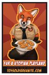  badge black_nose canine cookie english_text female food fox looking_at_viewer macorig mammal necktie orange_eyes propaganda solo tail text uniform unknown_artist 