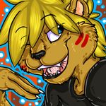  blonde_hair blue_eyes brown_fur facial_markings fur hair icon male markings mongoose shadowpelt solo 