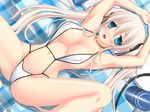  armpits arms_up blonde_hair blue_eyes breasts cleavage large_breasts long_hair mabinogi nao_(mabinogi) shiny shiny_skin slingshot_swimsuit solo spread_legs swimsuit twintails umitsubame 