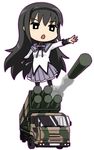  :o akemi_homura black_eyes black_hair chibi error hairband long_hair lowres magical_girl mahou_shoujo_madoka_magica outstretched_arm pantyhose prime rocket_launcher simple_background skirt solo standing unintended_humor weapon 