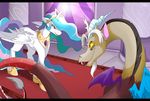  alicorn discord_(mlp) draconequus duo equine female feral friendship_is_magic horn horse male mammal my_little_pony pony princess princess_celestia_(mlp) royalty tiaamaito winged_unicorn wings 