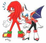  bat blush boots echidna embarrassed female gloves green_eyes hair half-closed_eyes knuckles_the_echidna mammal purple_eyes red red_body red_hair rouge_the_bat sega shoes sonic_(series) tail unknown_artist white white_clothing white_hair wings 