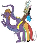  all_fours discord_(mlp) doggystyle draconaquis draconequus dragon friendship_is_magic from_behind gay horn invisible_wall male my_little_pony penis plain_background sex skywriter steven_magnet_(mlp) white_background wings yellow_eyes 
