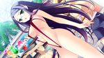  erect_nipples game_cg glasses green_eyes hamashima_shigeo long_hair pochi_to_goshujin-sama purple_hair skyfish swimsuit underboob waitress yamamine_hijiri_bernard 