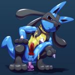  anal_insertion anal_masturbation anal_penetration blush censored cum cumshot dildo dildo_sitting hands-free insertion looking_at_viewer lucario male masturbation nintendo orgasm penetration penis pok&#233;mon pok&eacute;mon sex_toy solo unknown_artist video_games 