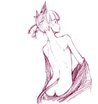  animal_ears ass back bad_id bad_pixiv_id blush bow braid cat_ears cat_tail extra_ears from_behind hair_bow kaenbyou_rin kurokuro looking_back monochrome nude short_hair sketch solo tail touhou twin_braids twintails undressing upper_body 