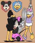  anthro avian bird bound bugs_bunny clothing collar crossover cum cum_in_mouth cum_inside daffy_duck daisy_duck disney donald_duck duck english_text fellatio female forced forced_oral group interspecies jk kneeling lagomorph looney_tunes male mammal mickey_mouse minnie_mouse mouse nr_1231 oral oral_sex penis rabbit rape rodent sex skirt straight suspension text warner_brothers 