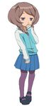  blush braid brown_hair inazuma_eleven_(series) inazuma_eleven_go pantyhose purple_eyes purple_legwear skirt solo twin_braids wakusei_hakai_otoko yamana_akane 