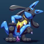  anal_insertion anal_masturbation anal_penetration balls censored dildo dildo_sitting insertion looking_at_viewer lucario male masturbation nintendo penetration penis pok&#233;mon pok&eacute;mon sex_toy solo unknown_artist video_games 