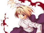  ahoge arcueid_brunestud bad_id bad_pixiv_id blonde_hair blood kotarou_(raincoat) long_skirt melty_blood purple_skirt red_eyes short_hair skirt smile solo sweater tsukihime turtleneck 