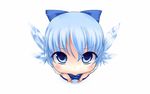  :&gt; amau_(kosmos) angry barefoot blue_eyes blue_hair blush bow cirno close-up dress face fairy foreshortening from_above full_body hair_bow highres ice looking_at_viewer looking_up pout short_hair short_sleeves simple_background solo standing touhou wallpaper wallpaper_forced white_background wings 