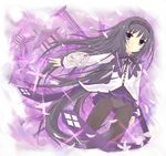  akemi_homura black_hair column hair_ornament hairclip highres long_hair mahou_shoujo_madoka_magica panties panties_under_pantyhose pantyhose pillar purple purple_hair solo tenhi_tsukitori underwear 