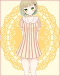  blonde_hair character_name dress english flower green_eyes hair_ornament hairclip huang_baoling mirakururu short_hair solo striped tiger_&amp;_bunny vertical_stripes 