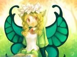  blonde_hair butterfly_wings fairy flower gina_chacon hair_flower hair_ornament mercedes odin_sphere pointy_ears solo wallpaper watermark wings 