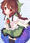  bad_id bad_pixiv_id black_wings blush hair_ornament hairclip inanosuke long_hair red_eyes reiuji_utsuho skirt solo thighhighs third_eye touhou very_long_hair wings younger 