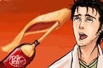  ahegao brown_eyes brown_hair derivative_work dr_pepper drawfag facial_hair labcoat male_focus mentos non-web_source okabe_rintarou parody sexually_suggestive solo spoilers steins;gate stubble 