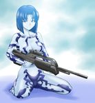  bad_id bad_pixiv_id battle_rifle blue_eyes blue_hair blue_skin censored convenient_censoring cortana gun halo_(game) kurirou nude rifle sitting smile weapon 