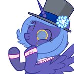  alicorn blue_hair clapping equine eyewear female feral friendship_is_magic gif hair hasbro hat horn horse long_hair mammal monocle my_little_pony pegacorn plain_background pony princess_luna_(mlp) solo top_hat unknown_artist white_background winged_unicorn wings 
