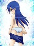  back blue_hair blue_panties blush brown_eyes long_hair panties polka_dot polka_dot_panties saotome_rei solo topless underwear yu-gi-oh! yugioh_gx yuu-gi-ou_gx 