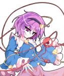  alphes_(style) hairband heart komeiji_satori lv21 parody pink_eyes pink_hair short_hair sleeves_past_wrists smirk solo style_parody third_eye touhou transparent_background 