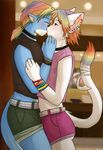  clothing collar couple crossdressing dragon ear_piercing feline gay girly kissing male mammal piercing ramzryu ramzryu_(character) ramzyuu revy shorts 