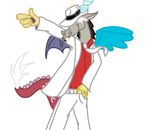  antlers brown_body claws discord_(mlp) draconequus fairiedragon999 friendship_is_magic hasbro hat horn male michael_jackson my_little_pony necktie plain_background red_shirt solo suit tail teeth white_background white_pants white_shirt white_tie wings 