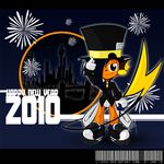  barcode blue_hair building clothed clothing diaper english_text fireworks hair hat holidays lilchu lilchu_(character) male necktie new_year new_years_baby nintendo pok&#233;mon pok&eacute;mon raichu skyline sneakers tail text top_hat video_games young 