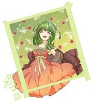  alternate_color alternate_hair_color bad_id bad_pixiv_id bakemonogatari closed_eyes dress green_hair jacket monogatari_(series) okuni_ken sengoku_nadeko short_hair solo 