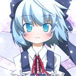  alternate_costume aqua_eyes aqua_hair ascot blush bow cirno hair_bow isoroku_(gojuuroku) smile solo suspenders touhou wings 