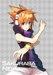  akizuno bad_id bad_pixiv_id blue_eyes headphones male_focus orange_hair sakuraba_neku solo spiked_hair subarashiki_kono_sekai 