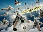  battlestar_galactica cloud epic falling fleet flying galactica helmet iwasan no_humans oldschool photorealistic pilot_suit science_fiction space_craft spacesuit starfighter viper_(spacecraft) 