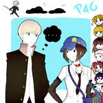  3boys 5girls amagi_yukiko bad_id bad_pixiv_id bag bare_shoulders belt black_hair blonde_hair brown_eyes brown_hair choker elbow_gloves fingerless_gloves gloves grey_eyes grey_hair hanamura_yousuke hat headphones highres kujikawa_rise kuma_(persona_4) long_hair marie_(persona_4) messenger_bag multiple_boys multiple_girls narukami_yuu necktie persona persona_4 persona_4_the_golden satonaka_chie school_uniform shadow_(persona) shirogane_naoto short_hair shoulder_bag smile spoken_ellipsis striped striped_gloves tatsumi_kanji 