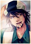  bad_id bad_pixiv_id brown_eyes brown_hair cabbie_hat facial_hair hand_on_headwear hat kaburagi_t_kotetsu male_focus necktie sassa_(cb) solo stubble tiger_&amp;_bunny vest waistcoat 