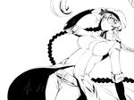  belt braid cabbie_hat coat glasses greyscale hat highres impossible_clothes irohara_mitabi ishimaru_kouta lineart long_hair monochrome solo very_long_hair zaregoto_series 