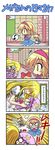 4koma alice_margatroid anger_vein angry blonde_hair blush bow capelet colonel_aki comic crescent dress flower fume hair_over_eyes hairband hat jealous kirisame_marisa lance lily_(flower) long_hair multiple_girls musical_note o_o open_mouth patchouli_knowledge polearm purple_eyes purple_hair ribbon robot shanghai_doll sharp_teeth short_hair smile spoken_musical_note teeth touhou trembling weapon witch_hat yellow_eyes yuri 