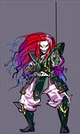  armor genpei_touma_den male_focus red_hair samurai solo sword taira_no_kagekiyo weapon 