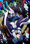  blue_eyes blue_hair cape gloves hosuke magical_girl mahou_shoujo_madoka_magica miki_sayaka oktavia_von_seckendorff spoilers thighhighs underwater white_gloves white_legwear 