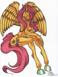  anthrofied blue_eyes breasts equine female fluttershy_(mlp) friendship_is_magic hair horse mammal my_little_pony nipples pegasus pink_hair severedmind solo wings 