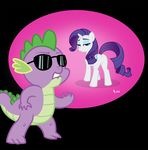  air_guitar black_background blue_eyes butt cub cutie_mark dat_ass_(meme) dragon duo equine eyewear female feral friendship_is_magic glasses green hair hasbro horn horse lltoon long_hair looking_at_viewer looking_back makeup male mammal meme my_little_pony plain_background pony presenting presenting_hindquarters purple purple_body purple_hair raised_tail rarity_(mlp) reptile scalie short_hair spike_(mlp) standing sunglasses tail unicorn white white_body young 