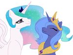  alicorn blue_hair bri-sta crown duo equine female feral friendship_is_magic hair hasbro horn horse ks4u long_hair mammal multi-colored_hair my_little_pony oooocynderoooo pegacorn plain_background pony princess_celestia_(mlp) princess_luna_(mlp) purple_eyes sibling sisters smile sparkle winged_unicorn wings 