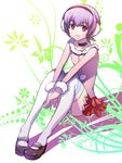  choker cota danball_senki earmuffs frilled_skirt frills kawamura_ami layered_skirt mary_janes miniskirt purple_eyes purple_hair red_skirt shoes short_hair sitting skirt solo thighhighs zettai_ryouiki 