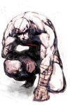  arm_wrap bald eyepatch male_focus muscle one_knee oono_tsutomu sagat scar sketch solo street_fighter 