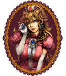  bad_id bad_pixiv_id blonde_hair blue_eyes bonnou-s-rice breast_squeeze breasts crown dress earrings elbow_gloves frame gloves jewelry large_breasts lips lipstick long_hair makeup mario_(series) marker_(medium) mixed_media pink_dress princess_peach puffy_sleeves solo super_mario_bros. traditional_media upper_body wavy_hair 
