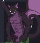  abs anthro balls biceps big_muscles big_penis black_dragon black_scales black_skin circumcised claws clothing crocdragon89 dragon erection fangs genital_piercing grin handsome horn looking_at_viewer male muscles nude pants penis piercing pose purple_body purple_theme scalie solo undressing wings zeke_(crocdragon89) 
