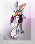  blue_eyes boots female gloves hair half-closed_eyes high_heels mammal miatriss rouge_the_bat sega solo sonic_(series) tail white white_clothing white_hair wings 