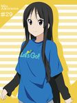  akiyama_mio black_hair character_name clothes_writing hime_cut ikari_manatsu k-on! long_hair smile solo 