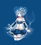  blue_eyes blue_hair cape crown kuromomo magical_girl mahou_shoujo_madoka_magica mermaid miki_sayaka monster_girl monsterification oktavia_von_seckendorff short_hair solo spoilers sword weapon 