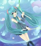  absurdres aqua_eyes aqua_hair bad_id bad_pixiv_id detached_sleeves hatsune_miku highres kneehighs long_hair necktie skirt solo spring_onion twintails very_long_hair vocaloid 