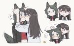  2girls animal_ears bang_dream! bang_dream!_it&#039;s_mygo!!!!! black_choker black_hair black_jacket blue_eyes blush choker closed_mouth criangle_k. hand_on_another&#039;s_ear jacket kemonomimi_mode long_hair medium_hair mole mole_under_eye multiple_girls musical_note open_clothes open_jacket purple_eyes red_shirt shiina_taki shirt simple_background spoken_musical_note tail white_background white_jacket wolf_ears wolf_girl wolf_tail yahata_umiri 